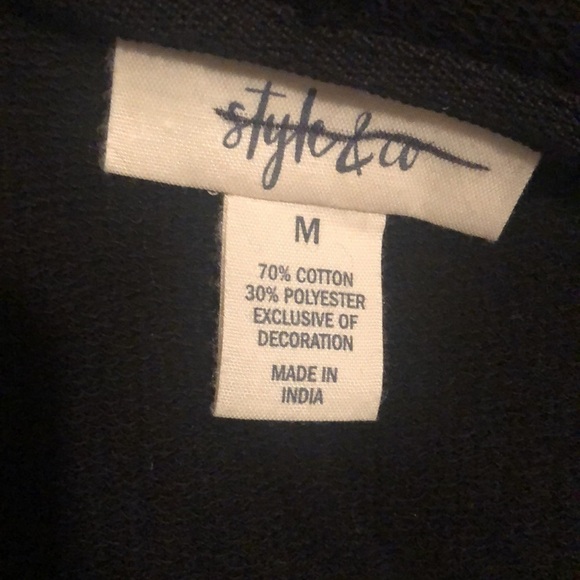 Style & Co black hoodie cardigan with metallic trim, sz med. - Picture 7 of 7